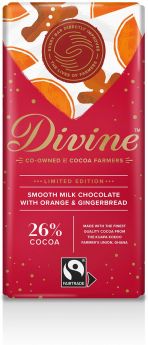 Divine Smooth Milk Chocolate with Orange & Gingerbread 90g