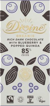 Divine FT & ORG 85% Quinoa Blueberry Dark Chocolate 80g
