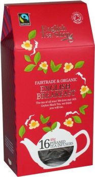 English Tea Shop Fair Trade and Organic English Breakfast Pyramid Tea Infusers 48g (16's) 