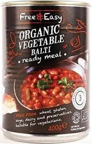 Free & Easy ORG Vegetable Balti Ready Meal 400g